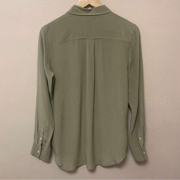Everlane Clean Silk Relaxed Button Down Shirt in Covert Green Size 6 - Picture 6 of 8